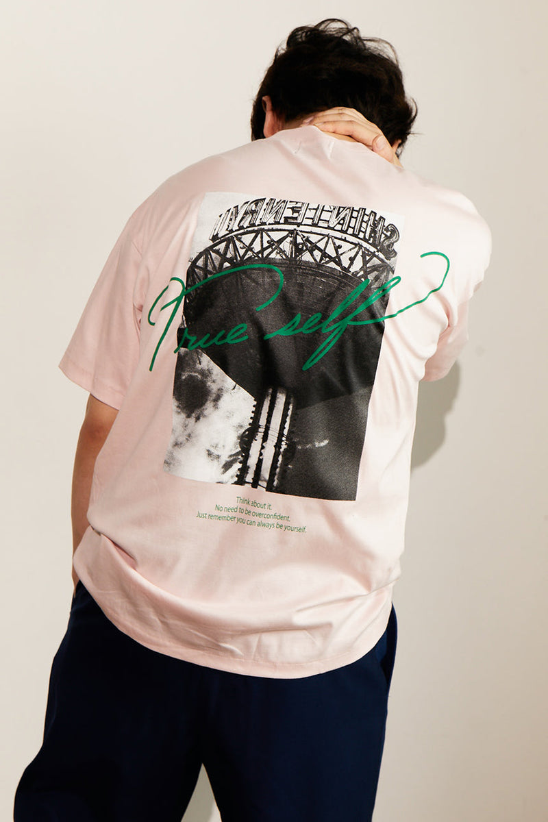 バックグラフィックTシャツ【ピンク】