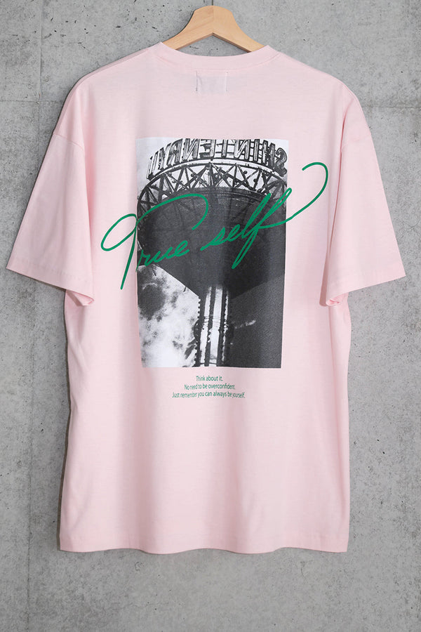 バックグラフィックTシャツ【ピンク】